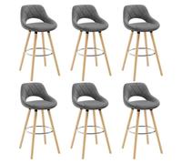 WOLTU Bar Stools Set of 6, Breakfast Stools with Footrest and Backrest for Kitchen Counter Pub, Linen Seat, Dark Grey