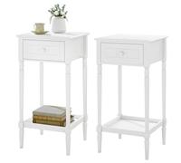 WOLTU Bedside Table 2-Pack, Nightstand with Drawer and Open Shelf, Wooden Bedside Cabinet, Tall Side Table for Bedroom/Living Room, 35.5x35.5x71.5cm, NTS09ws-2-UK