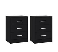 WOLTU Bedside Tables Set of 2, Chest of 3 Drawers Nightstands Black Bedside Cabinets, Living Room Side Tables, 39x28x54cm, NTS26sz-2-UK