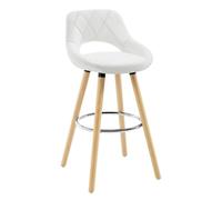 WOLTU Breakfast Bar Stool with Footrest and Backrest for Kitchen Counter Pub, Faux Leather Seat, White