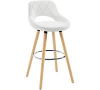 WOLTU Breakfast Bar Stool with Footrest and Backrest for Kitchen Counter Pub, Faux Leather Seat, White