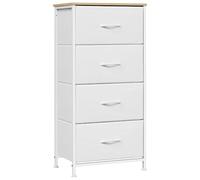 WOLTU Chest of Drawers, 4 Fabric Drawers, Storage Cabinet for Bedroom Hallway Living Room, Steel Frame, E1 Wooden Top, White, SSK011ws-UK