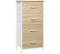 WOLTU Chest of Drawers, 4 Fabric Drawers, Storage Cabinet for Bedroom Hallway Living Room, Steel Frame, E1 Wooden Top, Light Oak + White, SSK011whe-UK