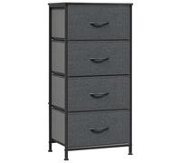 WOLTU Chest of Drawers, 4 Storage Fabric Drawers Storage Unit for Bedroom Hallway Living Room, Steel Frame, E1 Wooden Top, Black+Dark Grey, SSK011szdg