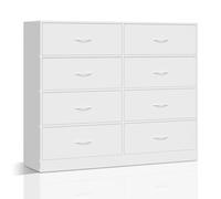 WOLTU Chest of Drawers, 8 Storage Drawers for Bedroom/Hallway/Living Room, Fabric Drawer Storage Unit, White, Metal Frame, E1 Engineered Wood, 108x30x89 cm, SSK017ws-UK