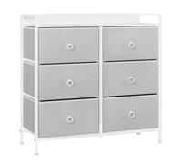 WOLTU Chest of Drawers, Cabinet with 6 Fabric Drawers, Storage Cabinet Sideboard for Bedroom Living Room Hallway, Metal Frame, Light Gray + White, SSK010hgws