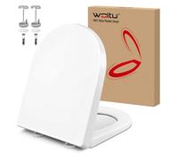 WOLTU D Shape Toilet Seat Soft Close Quick Release Top Mounting 45Lx36.1W | White, Adjustable hinges fit hole 12.2-21.8cm, Durable PP supports 175kg, Smooth finish for easy cleaning.