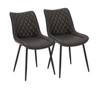 WOLTU Dining Chairs Set of 2, Accent Chairs for Kitchen/Bedroom/Reception Room/Balcony, Leatherette, Anthracite, with Backrest and Padded Seat