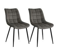 WOLTU Dining Chairs Set of 2, Accent Chairs for Kitchen/Dining Room/Bedroom/Reception Room with Backrest and Upholstered Seat, Velvet, Dark Grey, BH142dgr-2