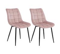 WOLTU Dining Chairs Set of 2, Accent Chairs for Kitchen/Dining Room/Bedroom/Reception Room with Backrest and Upholstered Seat, Velvet, Pink, BH142rs-2