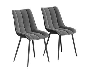 WOLTU Dining Chairs Set of 2, Accent Chairs for Kitchen/Dining Room/Bedroom/Reception Room with Backrest and Upholstered Seat, Velvet, Dark Grey, BH142dgr-2
