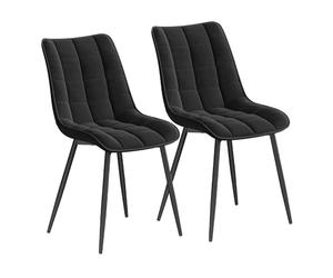 WOLTU Dining Chairs Set of 2, Accent Chairs for Kitchen/Dining Room/Bedroom/Reception Room with Backrest and Upholstered Seat, Velvet, Black, BH142sz-2