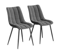 WOLTU Dining Chairs Set of 2 Kitchen Counter Chairs Lounge Leisure Living Room Corner Chairs Dark Grey Velvet Reception Chairs with Backrest and Padded Seat
