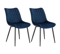 WOLTU Dining Chairs Set of 2 - Kitchen & Living Room Counter Chairs with Blue Velvet, Padded Seat & Backrest