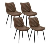 WOLTU Dining Chairs Set of 4, Accent Chairs for Kitchen/Bedroom/Reception Room/Balcony, Leatherette, Brown, with Backrest and Padded Seat