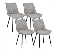 WOLTU Dining Chairs Set of 4, Accent Chairs for Kitchen/Bedroom/Reception Room/Balcony, Leatherette, Grey, with Backrest and Padded Seat