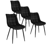 WOLTU Dining Chairs Set of 4, Accent Chairs for Kitchen/Dining Room/Bedroom/Reception Room with Backrest and Upholstered Seat, Velvet, Black, BH142sz-4