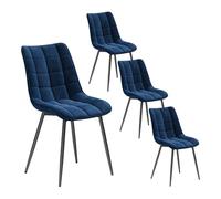 WOLTU Dining Chairs Set of 4, Kitchen Counter Chairs, Blue | Padded Seat with Backrest, for Lounge Reception Living Room Dining Room Bedroom, Velvet