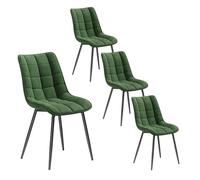 WOLTU Dining Chairs Set of 4, Kitchen Counter Chairs, Dark Green | Padded Seat with Backrest, for Lounge Reception Living Room Dining Room Bedroom, Velvet