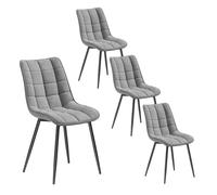 WOLTU Dining Chairs Set of 4 pcs Kitchen Counter Chairs Lounge Leisure Living Room Corner Chairs Light Grey Velvet Reception Chairs with Backrest and Padded Seat