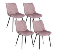 WOLTU Dining Chairs Set of 4, Velvet Chairs for Kitchen/Living Room/Bedroom, with Padded Seat and Backrest, Pink