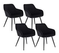WOLTU Dining Chairs Set of 4, Wide Padded Chairs with Back, for Living Room/Bedroom/Kitchen, Upholstered Velvet Seat, Black Metal Legs, Black
