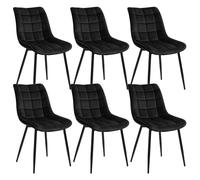 WOLTU Dining Chairs Set of 6, Accent Chairs for Kitchen/Dining Room/Bedroom/Reception Room with Backrest and Upholstered Seat, Velvet, Black, BH142sz-6
