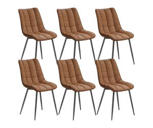 WOLTU Dining Chairs Set of 6 pcs Kitchen Counter Chairs Lounge Leisure Living Room Corner Chairs Light Brown Faux Leather Reception Chairs with Backrest and Padded Seat