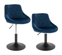 WOLTU Dressing Table Chairs Set of 2, Velvet Swivel Stool Modern Breakfast Dining Chair, Adjustable Stool for Kitchen Counter, Seat Height 42-58cm, Blue