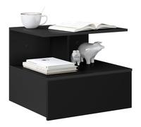 WOLTU Floating Bedside Table with Drawer and Shelf, black Bedside Cabinet, Nightstand Organiser Wall-mounted, Wooden Bedroom Furniture, 40x35x31cm