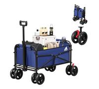 WOLTU Folding Garden Trolley, Wagon for Camping/Picnics/Beach Trips/Shopping, Folding Trolley with 4 Dual Universal Wheels, Lockable, Oxford Fabric+Metal, Blue