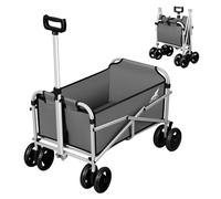 WOLTU Folding Garden Trolley, Wagon for Camping/Picnics/Beach Trips/Shopping, Folding Trolley with 4 Dual Universal Wheels, Lockable, Oxford Fabric+Metal, Dark Grey