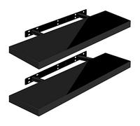 WOLTU High Gloss Floating Shelves,Set of 2 Wall Shelf,CD DVD Storage Corner Shelf, Premium Wooden Shelves for Bedroom LivingRoom kitchen 70x22.9x3.8cm, Black, RG9479sz-2