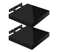 WOLTU High Gloss Floating Shelves,Set of 2 Wall Shelf,CD DVD Storage Corner Shelf, Premium Wooden Shelves for Bedroom LivingRoom kitchen 25x22.9x3.8cm, Black, RG9488sz-2