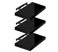 WOLTU High Gloss Floating Shelves,Set of 3 Wall Shelf,CD DVD Storage Corner Shelf, Premium Wooden Shelves for Bedroom LivingRoom kitchen 25x22.9x3.8cm, Black, RG9488sz-3