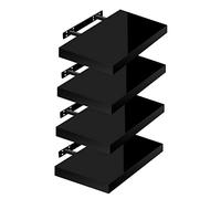 WOLTU High Gloss Floating Shelves,Set of 4 Wall Shelf,CD DVD Storage Corner Shelf, Premium Wooden Shelves for Bedroom LivingRoom kitchen 40x22.9x3.8cm, Black, RG9476sz-4