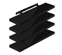 WOLTU High Gloss Floating Shelves,Set of 4 Wall Shelf,CD DVD Storage Corner Shelf, Premium Wooden Shelves for Bedroom LivingRoom kitchen 80x22.9x3.8cm, Black, RG9480sz-4