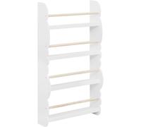 WOLTU Kids Bookcase, Wall Shelf, 4-Tier Children's Bookshelf, Storage Display Rack, Wooden Book Organiser for Children's Room, Cloud-shape, White