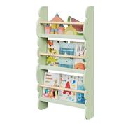 WOLTU Kids Bookcase, Wall Shelf, 3-Tier Children's Bookshelf, Storage Display Rack, Wooden Book Organiser for Children's Room, Cloud-shape, Green