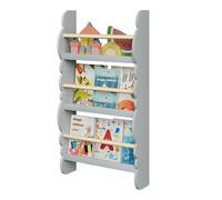 WOLTU Kids Bookcase, Wall Shelf, 3-Tier Children's Bookshelf, Storage Display Rack, Wooden Book Organiser for Children's Room, Cloud-shape, Grey