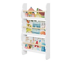WOLTU Kids Bookcase, Wall Shelf, 3-Tier Children's Bookshelf | Storage Display Rack, Wooden Book Organiser for Children's Room, Cloud-Shaped, White