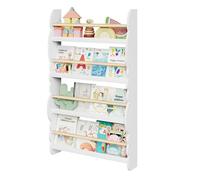 WOLTU Kids Bookcase, Wall Shelf, 4-Tier Children's Bookshelf, Storage Display Rack, Wooden Book Organiser for Children's Room, Cloud-shape, White