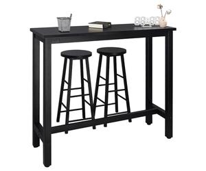 WOLTU Kitchen Bar Table Counter and 2 Stools Set Breakfast Dining Table Black Coffee Table Metal Legs with Footrest for Kitchen Dining Room Conservatory Patio