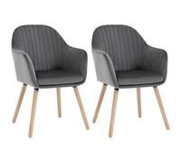 WOLTU Kitchen Dining Chairs Set of 2 Upholstered Counter Lounge Living Room Chairs with Armrests & Backrest Velvet Armchairs, Grey