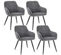 WOLTU Kitchen Dining Chairs Set of 4, Armchairs Tub Chairs, Dark Grey