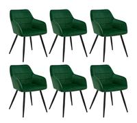WOLTU Kitchen Dining Chairs Set of 6, Armchairs Tub Chairs, Dark Green
