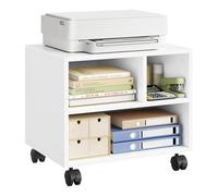 WOLTU Mobile Printer Stand, Printer Table on Wheels, 40x30x35cm, White | Filing Cabinet 3-Tier Under Desk Storage Unit Office File Cabinet Desktop Stand with 3 Open Compartments