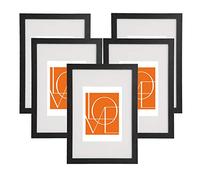 WOLTU Photo Picture Frame with Mount Pack of 5 Wooden MDF Frame Poster Frame with Perspex Front, Free Standing and Wall Mountable, Black, 12x8 Inch