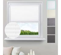 WOLTU Pleated Blinds Polyester No Drilling Easy Fix Pleated Shades Instant Temporary Privacy Blinds for Window or Door Crushed Look 115x130cm White