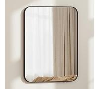 WOLTU Rectangle Bathroom Mirror Wall Mounted, Black Metal Frame, Decorative Wall Hanging Mirror for Hallway Bedroom Living Room, 40x30cm, KKL001sz01-UK